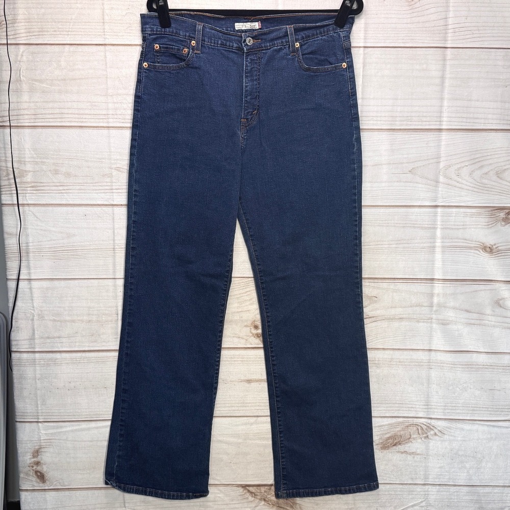 Levis Perfectly Slimming 512 Straight Leg Jeans Dark Wash Denim Womens 16M